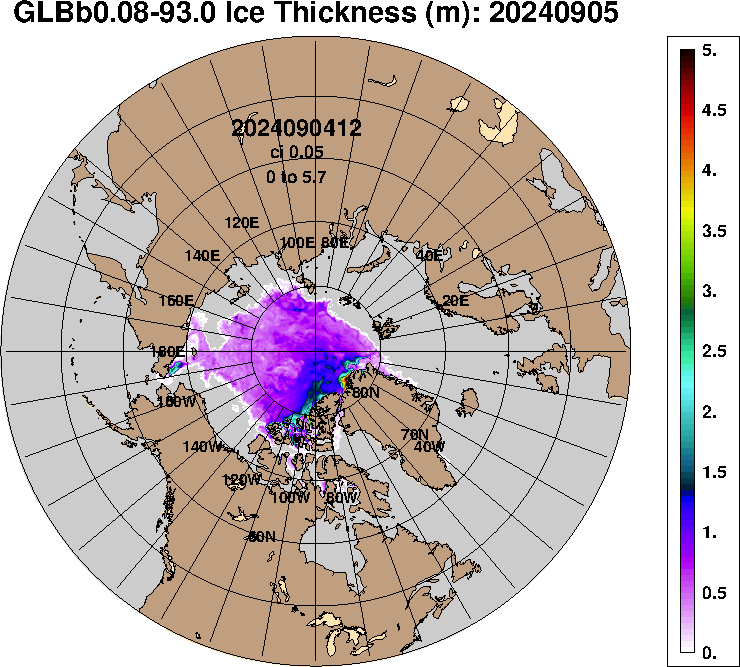 Arctic Sea Ice Thickness Nowcast – NRL HYCOM